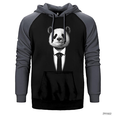 Mr. Panda Çift Renk Reglan Kol Sweatshirt / Hoodie