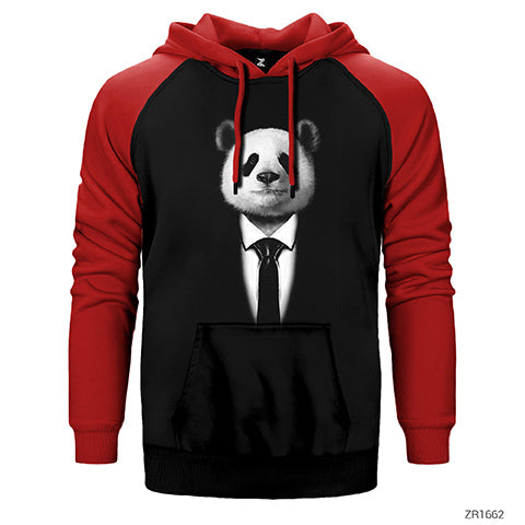 Mr. Panda Çift Renk Reglan Kol Sweatshirt / Hoodie