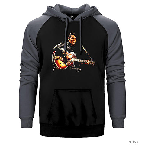 Elvis Presley Çift Renk Reglan Kol Sweatshirt / Hoodie