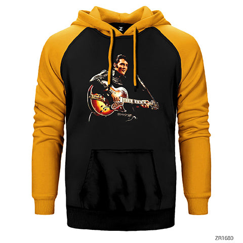 Elvis Presley Çift Renk Reglan Kol Sweatshirt / Hoodie