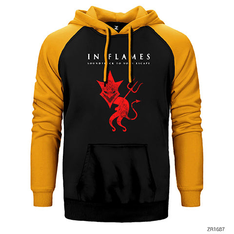 In Flames Çift Renk Reglan Kol Sweatshirt / Hoodie