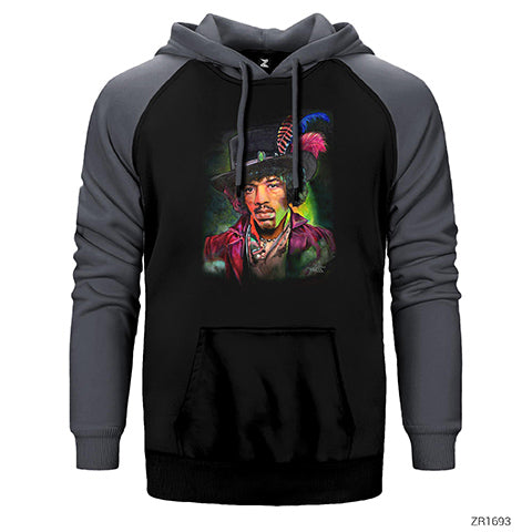 Jimi Hendrix Çift Renk Reglan Kol Sweatshirt / Hoodie