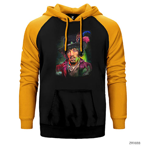 Jimi Hendrix Çift Renk Reglan Kol Sweatshirt / Hoodie