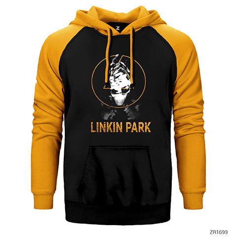 Linkin Park Yellow Logo Çift Renk Reglan Kol Sweatshirt / Hoodie