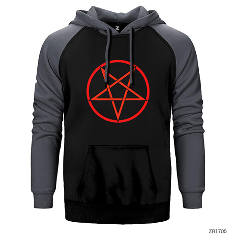 Pentagram Çift Renk Reglan Kol Sweatshirt / Hoodie