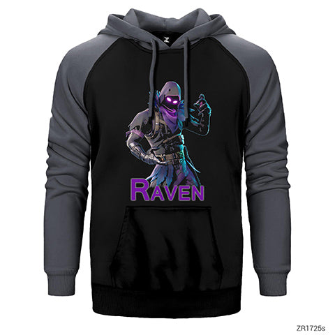 Fortnite Raven Çift Renk Reglan Kol Sweatshirt / Hoodie