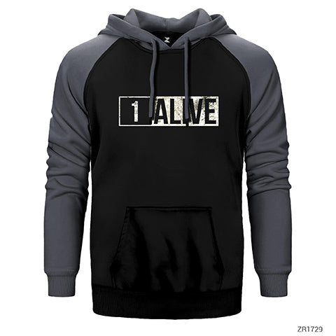 PUBG 1 Alive Çift Renk Reglan Kol Sweatshirt / Hoodie