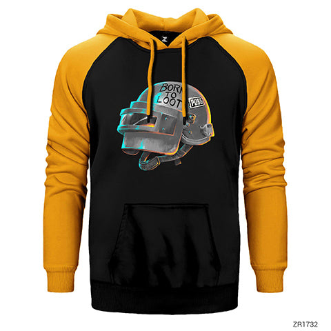 PUBG Level 3 Helmet Born to Loot Çift Renk Reglan Kol Sweatshirt / Hoodie