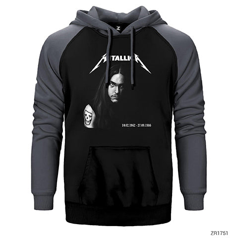 Cliff Burton Metallica Çift Renk Reglan Kol Sweatshirt / Hoodie