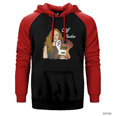 Cliff Burton With Guitar Çift Renk Reglan Kol Sweatshirt / Hoodie