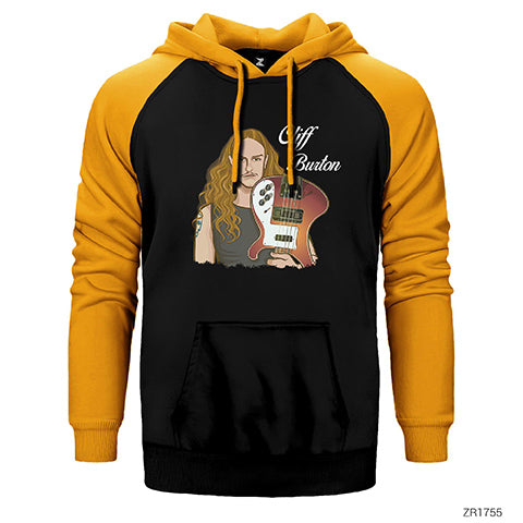 Cliff Burton With Guitar Çift Renk Reglan Kol Sweatshirt / Hoodie