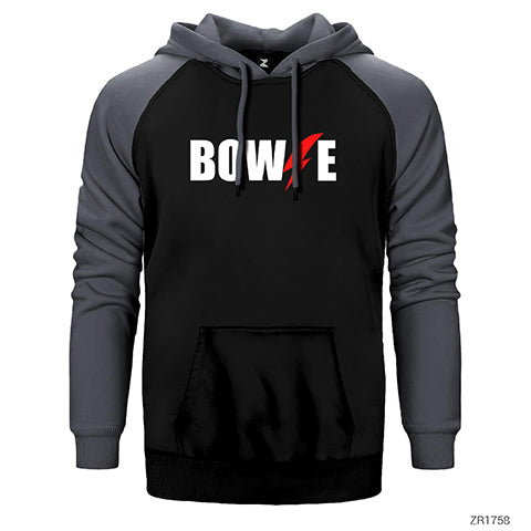 David Bowie Logo Çift Renk Reglan Kol Sweatshirt / Hoodie