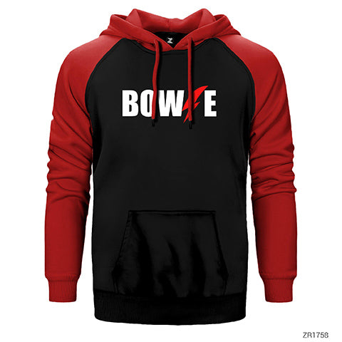David Bowie Logo Çift Renk Reglan Kol Sweatshirt / Hoodie