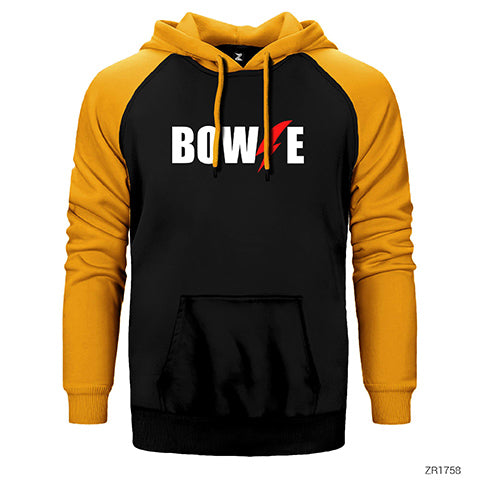 David Bowie Logo Çift Renk Reglan Kol Sweatshirt / Hoodie