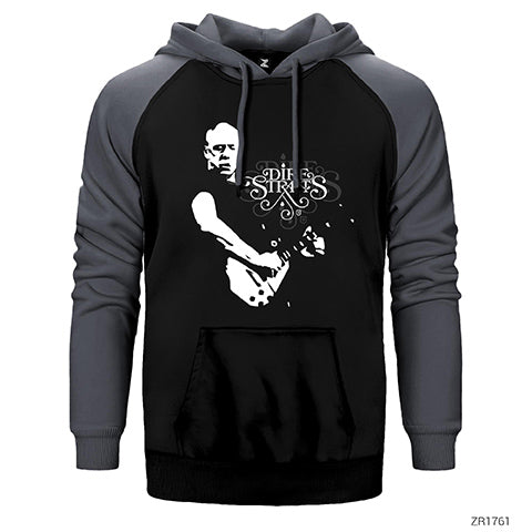 Dire Straits Guitar Çift Renk Reglan Kol Sweatshirt / Hoodie