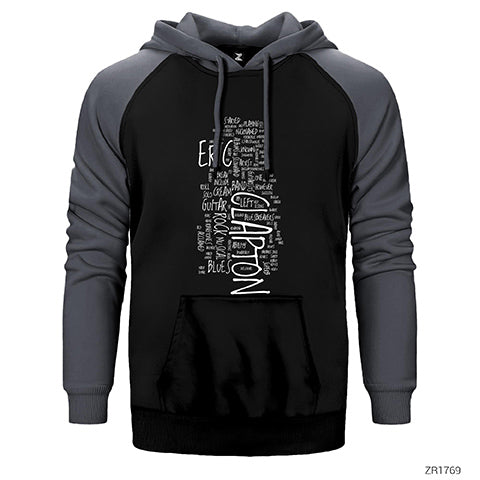 Eric Clapton Texts Çift Renk Reglan Kol Sweatshirt / Hoodie