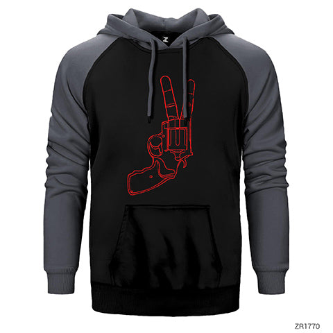 Guns Victory Çift Renk Reglan Kol Sweatshirt / Hoodie