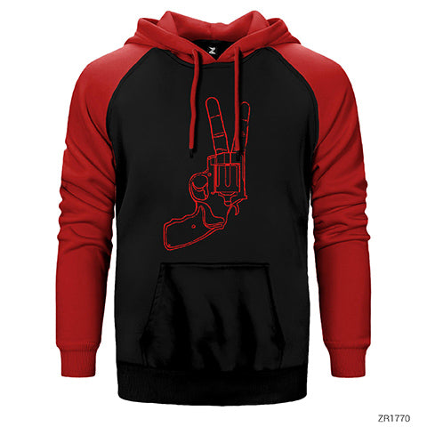 Guns Victory Çift Renk Reglan Kol Sweatshirt / Hoodie