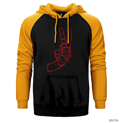 Guns Victory Çift Renk Reglan Kol Sweatshirt / Hoodie
