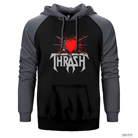 I Love Trash Çift Renk Reglan Kol Sweatshirt / Hoodie