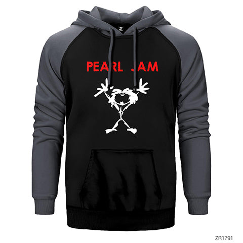 Pearl Jam Mascot Çift Renk Reglan Kol Sweatshirt / Hoodie