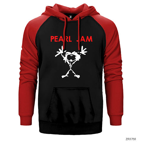 Pearl Jam Mascot Çift Renk Reglan Kol Sweatshirt / Hoodie