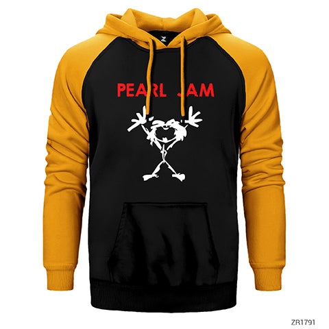 Pearl Jam Mascot Çift Renk Reglan Kol Sweatshirt / Hoodie