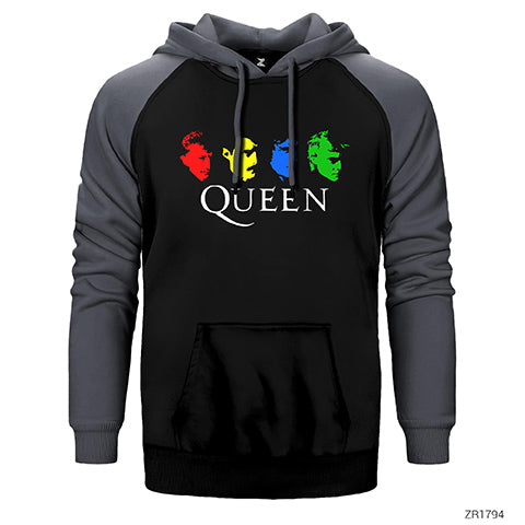 Queen Colored Çift Renk Reglan Kol Sweatshirt / Hoodie