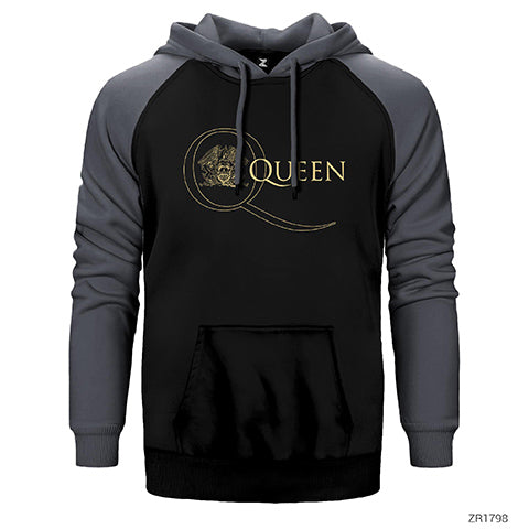 Queen Logo 2 Çift Renk Reglan Kol Sweatshirt / Hoodie