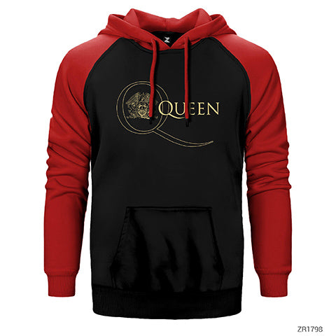 Queen Logo 2 Çift Renk Reglan Kol Sweatshirt / Hoodie