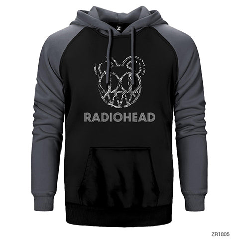 İndirimli Radiohead Wave Gri Renk Reglan Kol Kapşonlu Sweatshirt