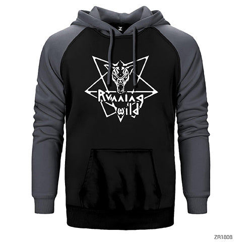 Running Wild Symbol Çift Renk Reglan Kol Sweatshirt / Hoodie
