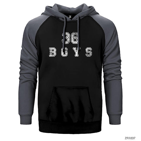 36 Boys Damaged Logo Çift Renk Reglan Kol Sweatshirt / Hoodie
