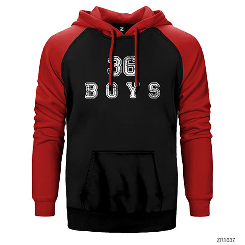 36 Boys Damaged Logo Çift Renk Reglan Kol Sweatshirt / Hoodie