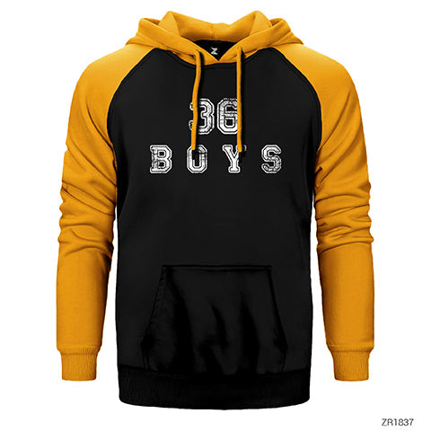 36 Boys Damaged Logo Çift Renk Reglan Kol Sweatshirt / Hoodie