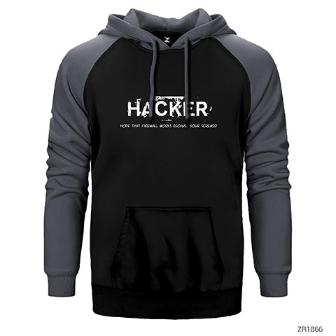 Hacker Firewall Çift Renk Reglan Kol Sweatshirt / Hoodie