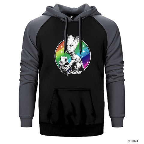 Avengers Groot Çift Renk Reglan Kol Sweatshirt / Hoodie