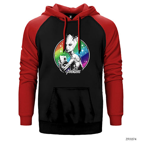 Avengers Groot Çift Renk Reglan Kol Sweatshirt / Hoodie