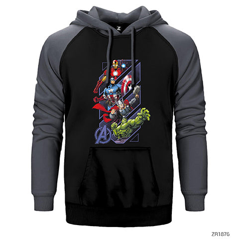 Avengers Power Up Çift Renk Reglan Kol Sweatshirt / Hoodie