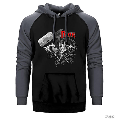 Avengers Thor Rising Çift Renk Reglan Kol Sweatshirt / Hoodie