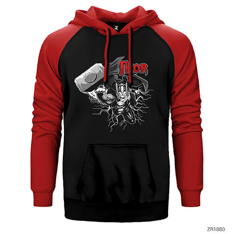 Avengers Thor Rising Çift Renk Reglan Kol Sweatshirt / Hoodie