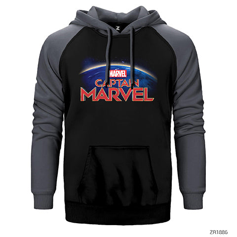 Captain Marvel on World Çift Renk Reglan Kol Sweatshirt / Hoodie