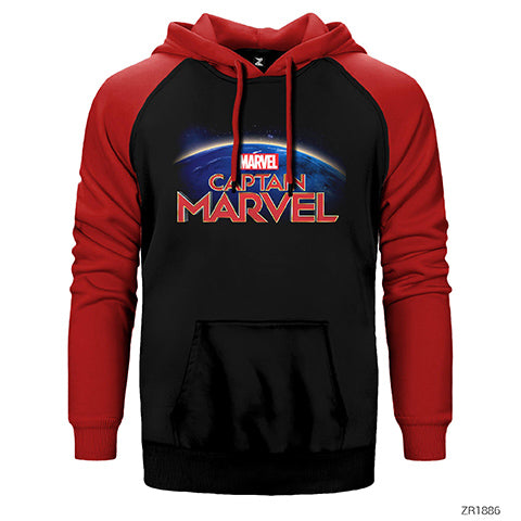 Captain Marvel on World Çift Renk Reglan Kol Sweatshirt / Hoodie