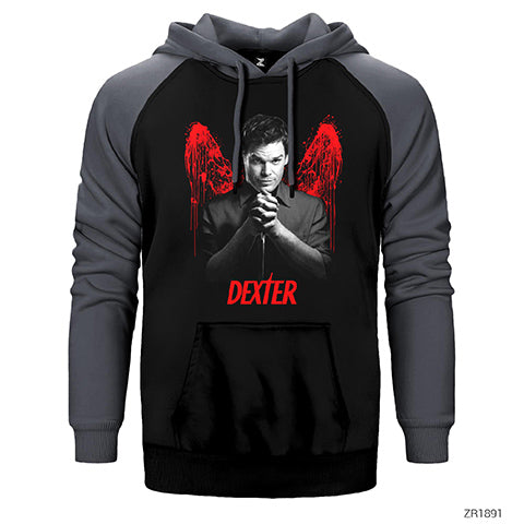 Dexter Blood Wings Çift Renk Reglan Kol Sweatshirt / Hoodie