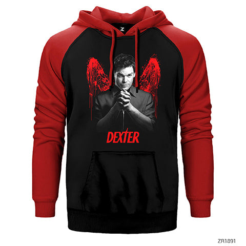 Dexter Blood Wings Çift Renk Reglan Kol Sweatshirt / Hoodie