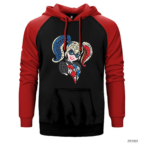 Harley Quinn Typography Çift Renk Reglan Kol Sweatshirt / Hoodie