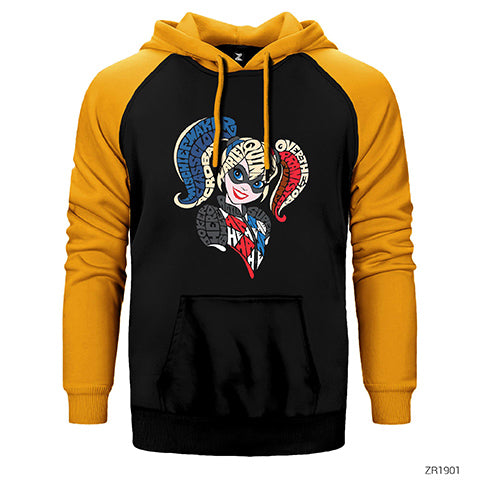 Harley Quinn Typography Çift Renk Reglan Kol Sweatshirt / Hoodie