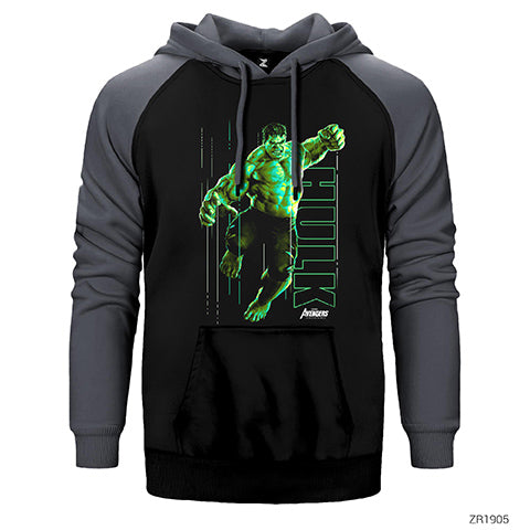 Hulk Attack Çift Renk Reglan Kol Sweatshirt / Hoodie