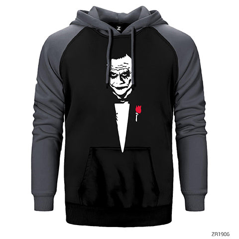 Joker Godfather Çift Renk Reglan Kol Sweatshirt / Hoodie