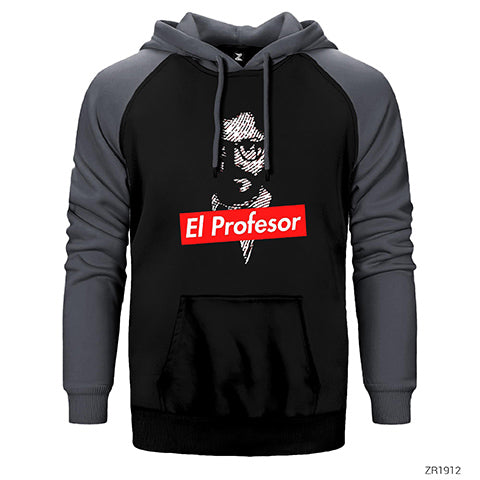 La Casa De Papel Professor Çift Renk Reglan Kol Sweatshirt / Hoodie